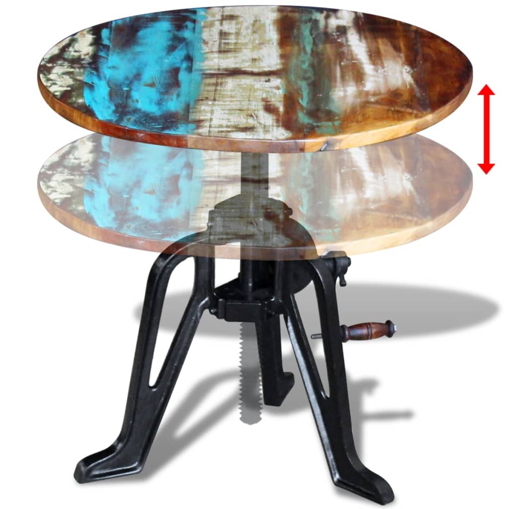 Bijzettafel 60x(42-63) cm massief gerecycled hout en gietijzer is nu te koop bij PeponiXL, paradijselijk wonen!