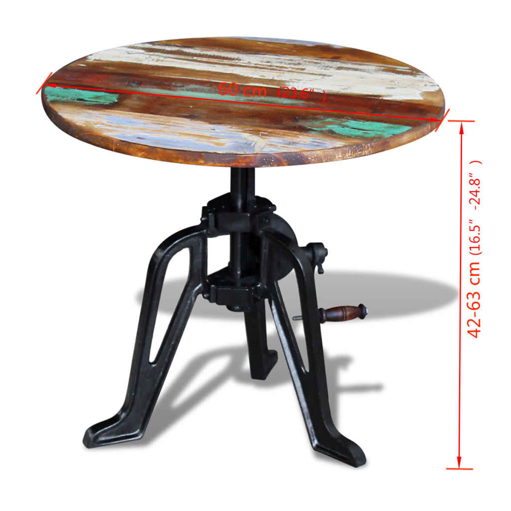 Bijzettafel 60x(42-63) cm massief gerecycled hout en gietijzer is nu te koop bij PeponiXL, paradijselijk wonen!