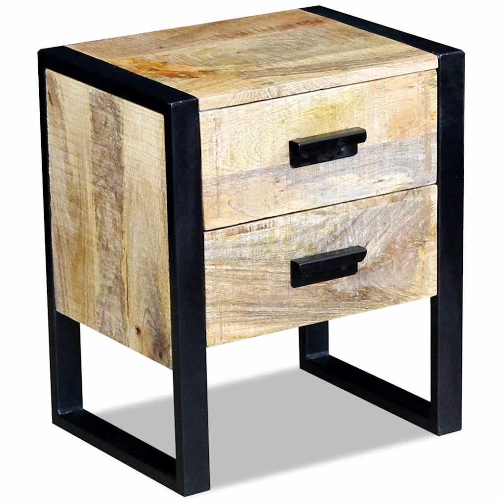Bijzettafel met 2 lades 43x33x51 cm massief mangohout is nu te koop bij PeponiXL, paradijselijk wonen!