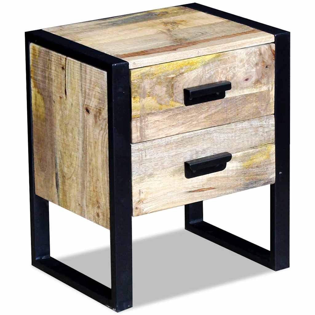 Bijzettafel met 2 lades 43x33x51 cm massief mangohout is nu te koop bij PeponiXL, paradijselijk wonen!