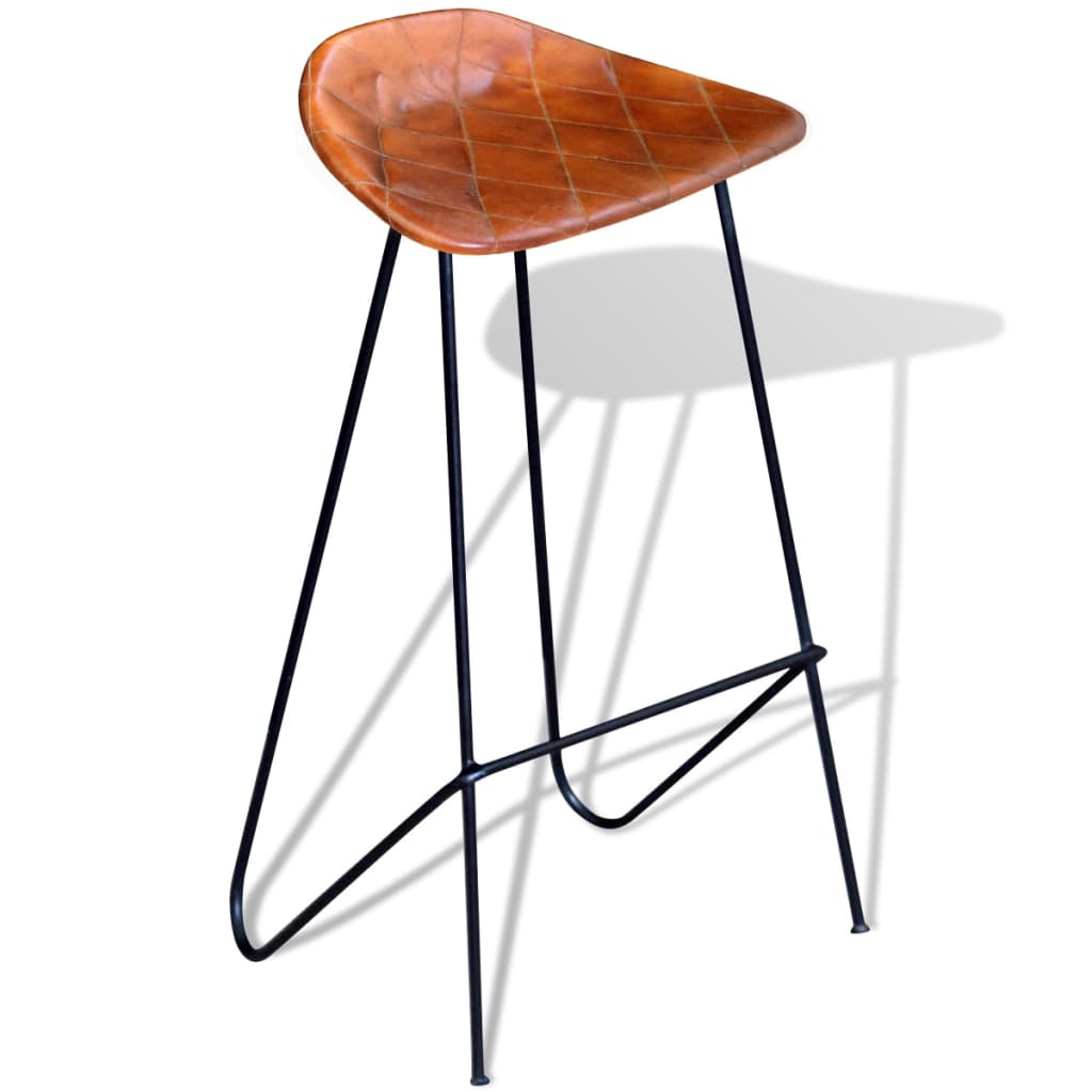 Barstoelen 2 st echt leer zwart en bruin is nu te koop bij PeponiXL, paradijselijk wonen!