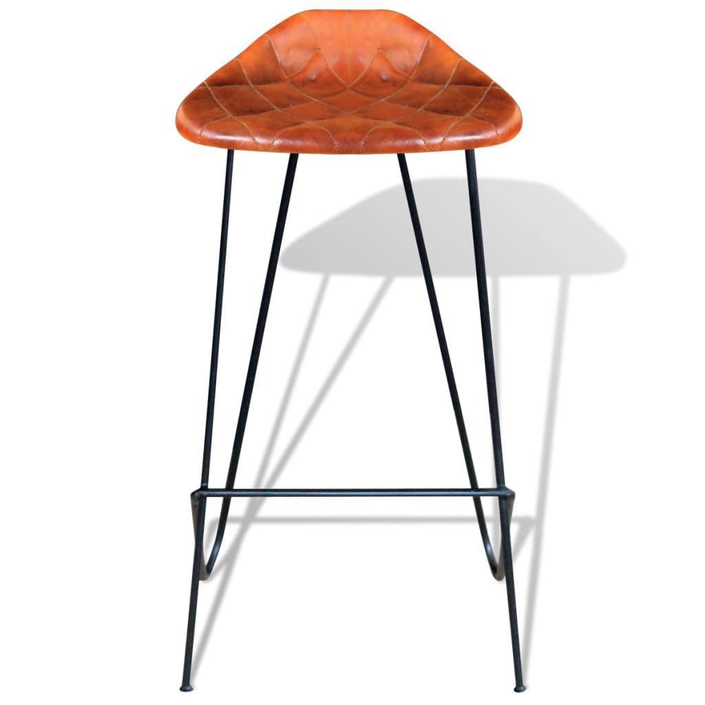 Barstoelen 2 st echt leer zwart en bruin is nu te koop bij PeponiXL, paradijselijk wonen!