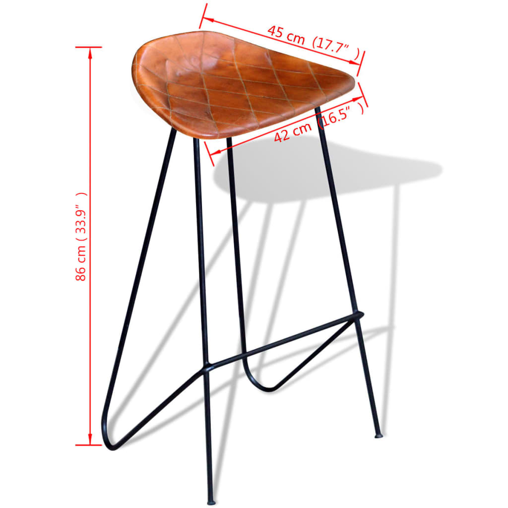 Barstoelen 2 st echt leer zwart en bruin is nu te koop bij PeponiXL, paradijselijk wonen!