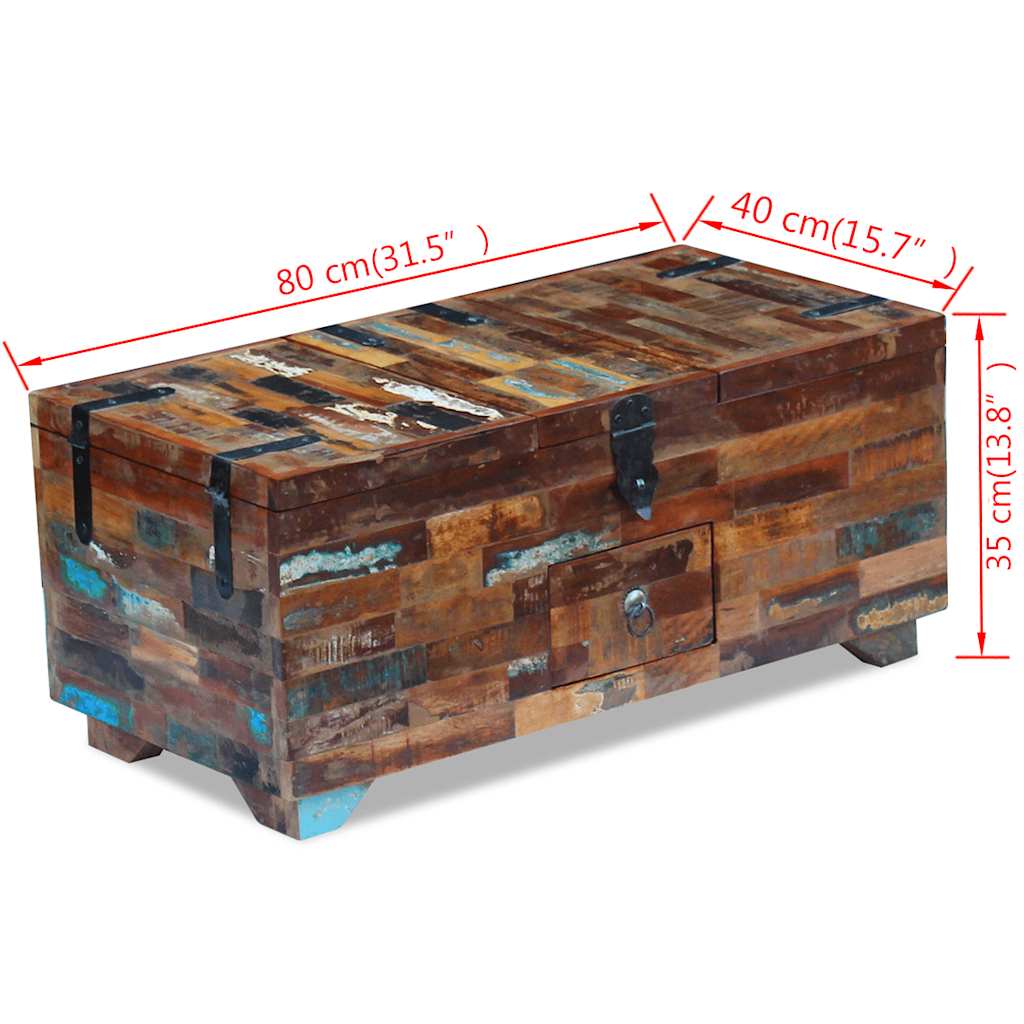 Salontafel kist 80x40x35 cm massief gerecycled hout is nu te koop bij PeponiXL, paradijselijk wonen!
