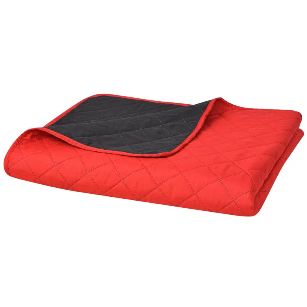 131552 vidaXL Dubbelzijdig Quilted Bedspread Rood en Zwart 170x210 cm is nu te koop bij PeponiXL, paradijselijk wonen!