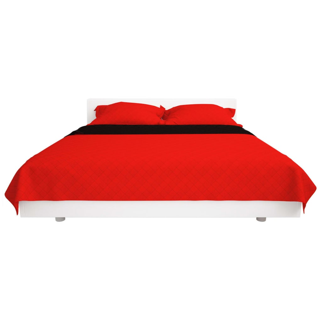 131552 vidaXL Dubbelzijdig Quilted Bedspread Rood en Zwart 170x210 cm is nu te koop bij PeponiXL, paradijselijk wonen!