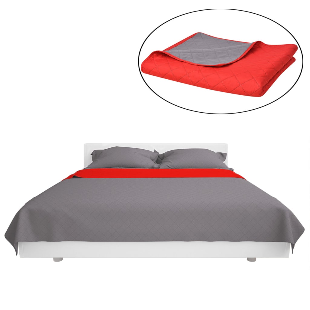 Dubbelzijdige quilt bedsprei rood en grijs 170x210 cm is nu te koop bij PeponiXL, paradijselijk wonen!