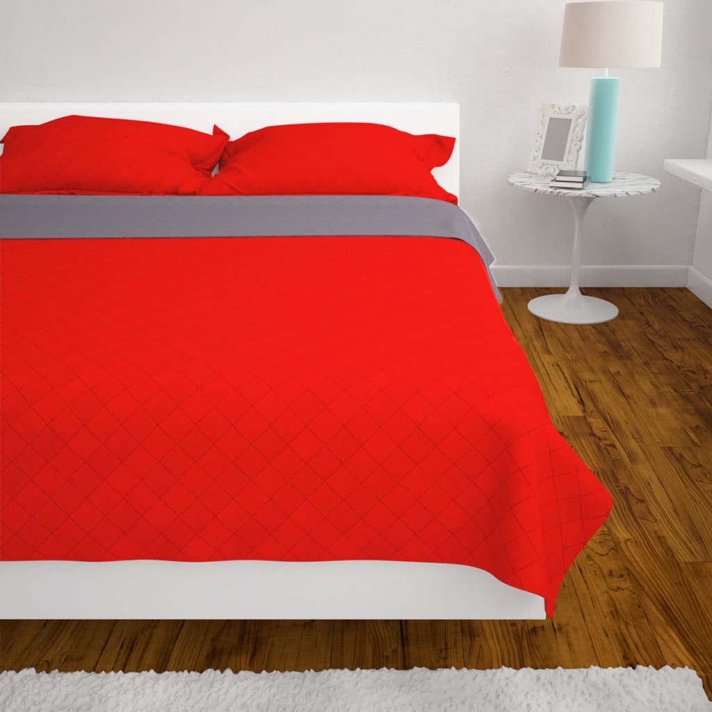Dubbelzijdige quilt bedsprei rood en grijs 170x210 cm is nu te koop bij PeponiXL, paradijselijk wonen!