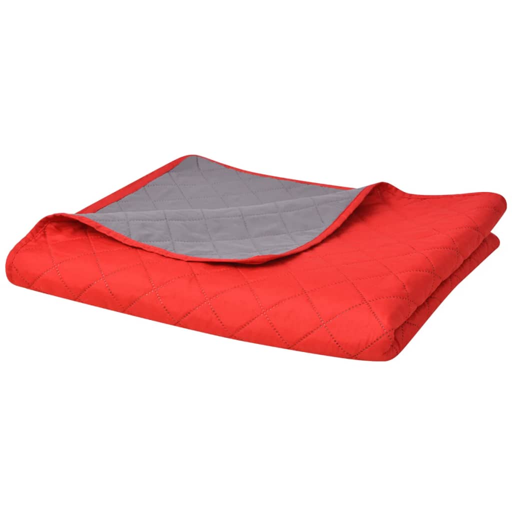 Dubbelzijdige quilt bedsprei rood en grijs 220x240 cm is nu te koop bij PeponiXL, paradijselijk wonen!