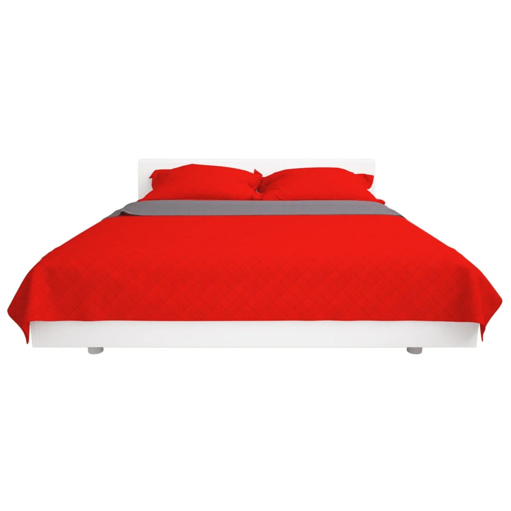 Dubbelzijdige quilt bedsprei rood en grijs 230x260 cm is nu te koop bij PeponiXL, paradijselijk wonen!