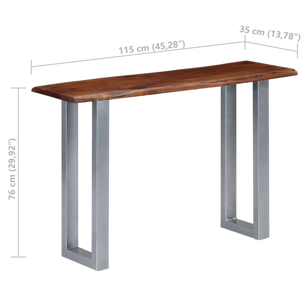 Wandtafel 115x35x76 cm massief acaciahout en ijzer is nu te koop bij PeponiXL, paradijselijk wonen!
