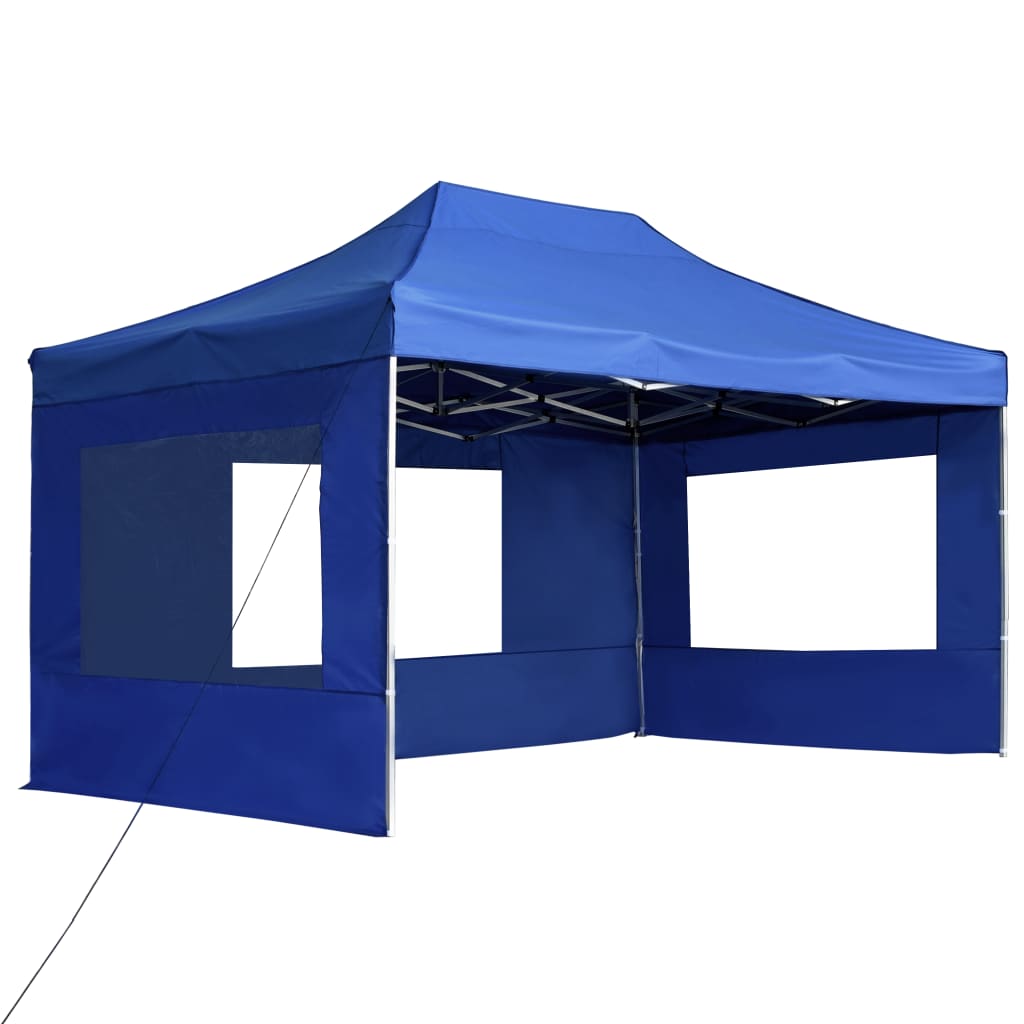 Partytent inklapbaar met wanden 4,5x3 m aluminium blauw is nu te koop bij PeponiXL, paradijselijk wonen!