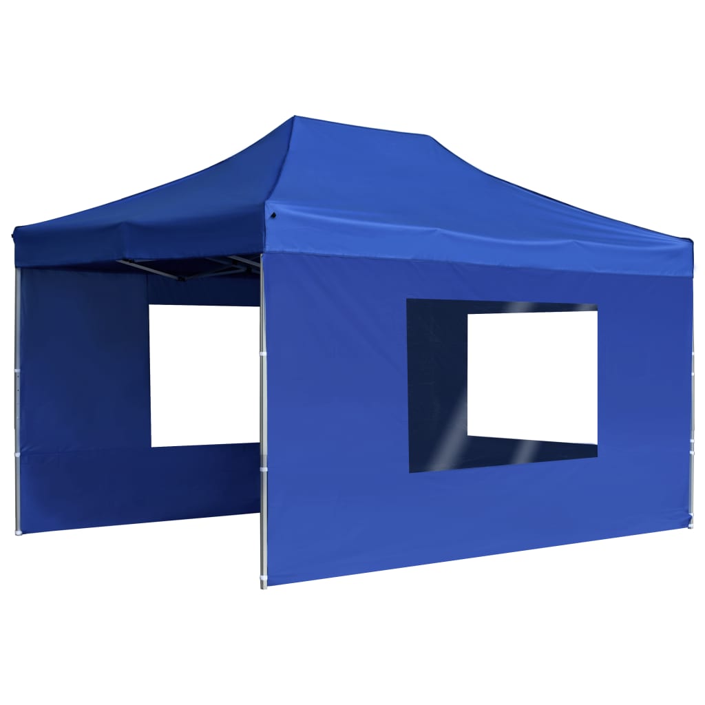 Partytent inklapbaar met wanden 4,5x3 m aluminium blauw is nu te koop bij PeponiXL, paradijselijk wonen!