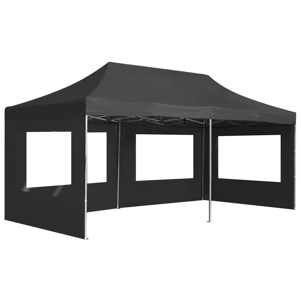 Partytent inklapbaar met wanden 6x3 m aluminium antraciet