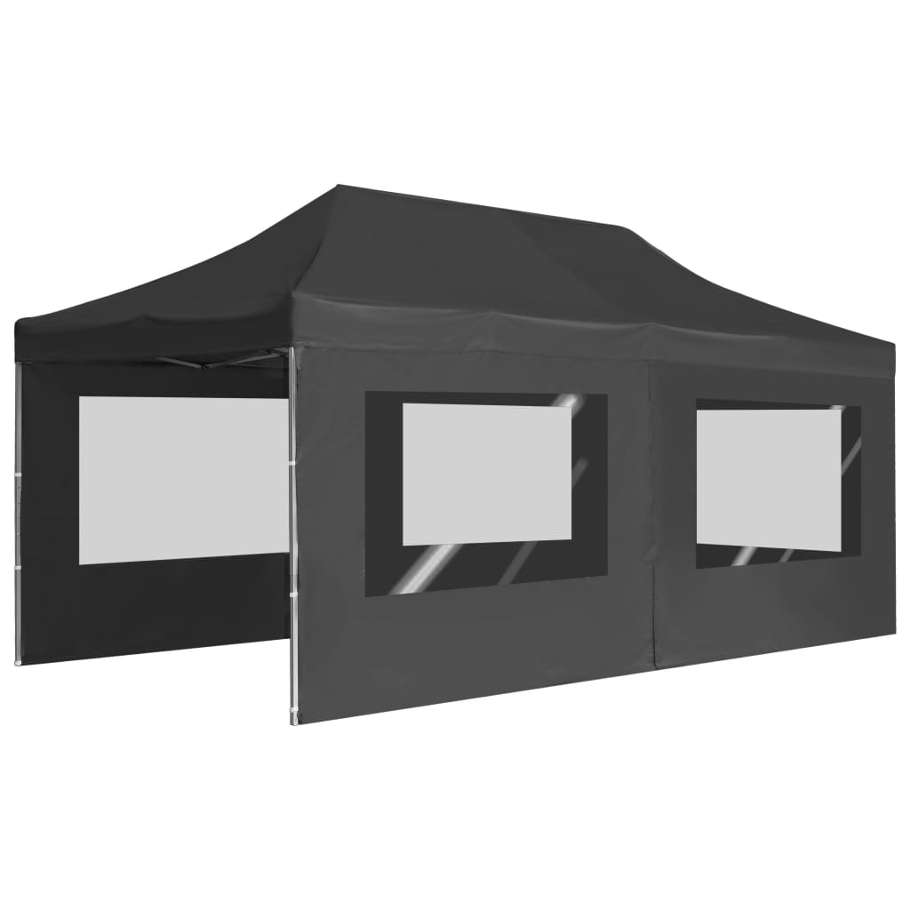 Partytent inklapbaar met wanden 6x3 m aluminium antraciet