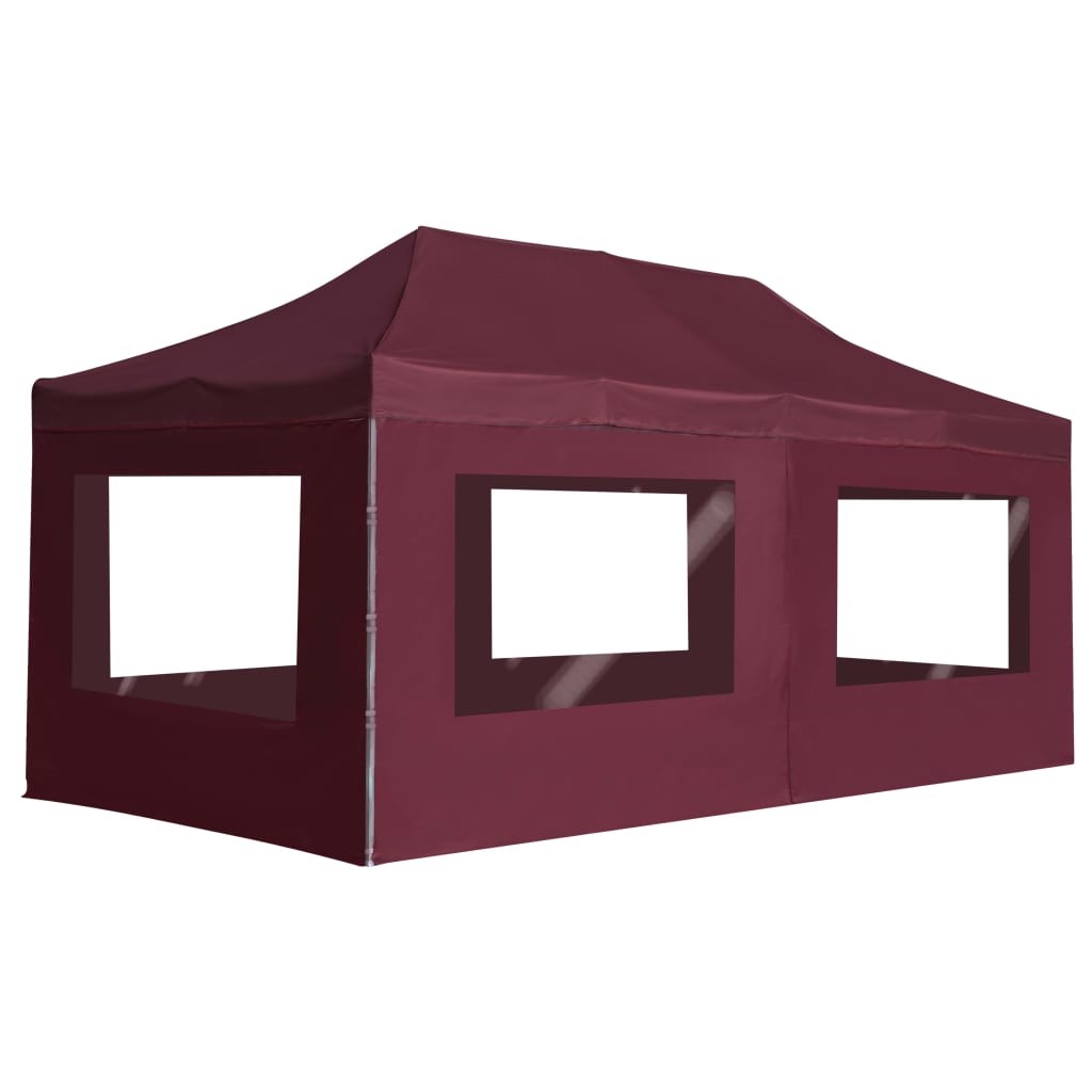 Partytent inklapbaar met wanden 6x3 m aluminium wijnrood is nu te koop bij PeponiXL, paradijselijk wonen!