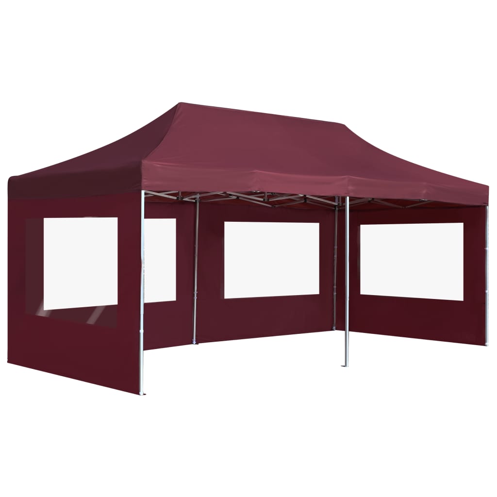 Partytent inklapbaar met wanden 6x3 m aluminium wijnrood is nu te koop bij PeponiXL, paradijselijk wonen!