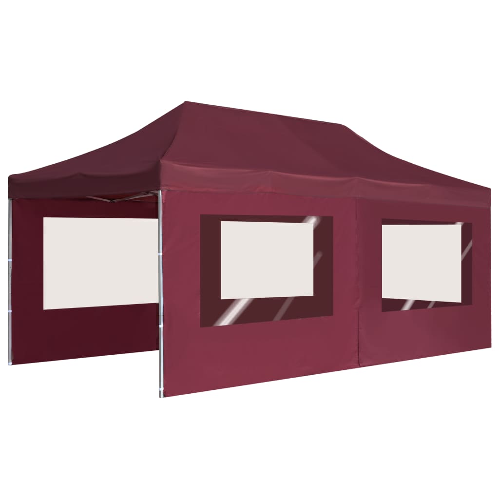 Partytent inklapbaar met wanden 6x3 m aluminium wijnrood is nu te koop bij PeponiXL, paradijselijk wonen!