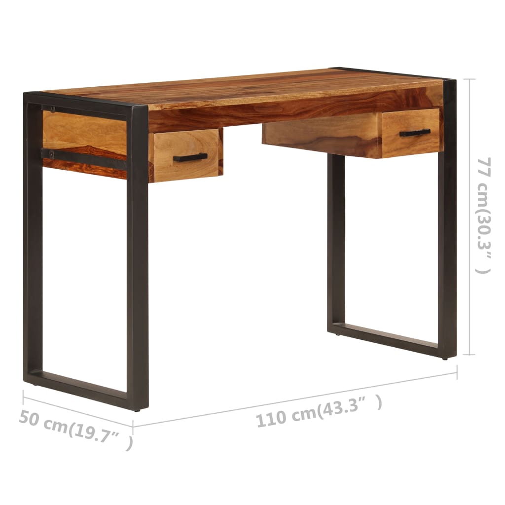 Bureau met 2 lades 110x50x77 cm massief acaciahout is nu te koop bij PeponiXL, paradijselijk wonen!