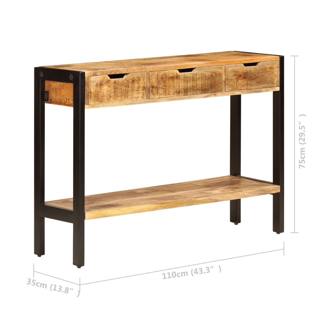 Dressoir met 3 lades 110x35x75 cm massief mangohout is nu te koop bij PeponiXL, paradijselijk wonen!