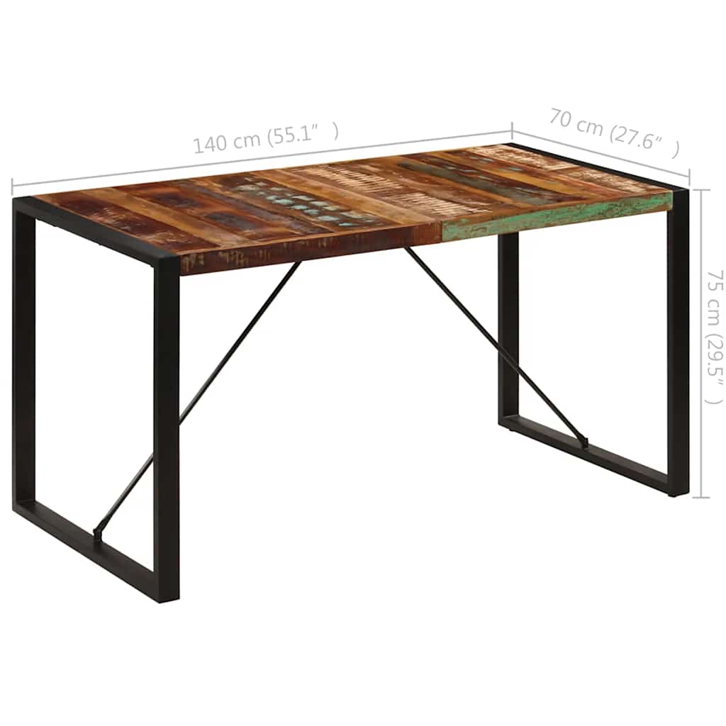 Eettafel 140x70x75 cm massief gerecycled hout is nu te koop bij PeponiXL, paradijselijk wonen!