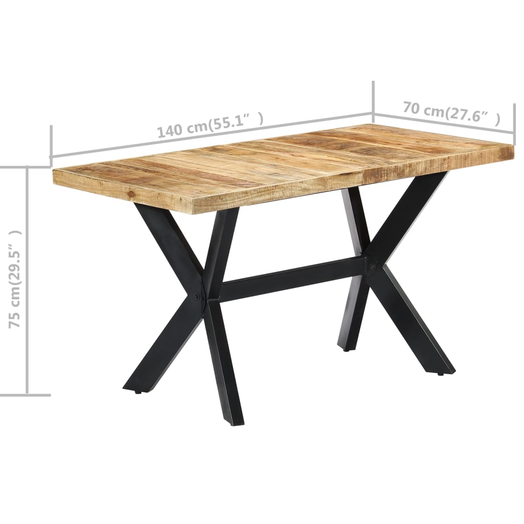 Eettafel 140x70x75 cm massief ruw mangohout is nu te koop bij PeponiXL, paradijselijk wonen!