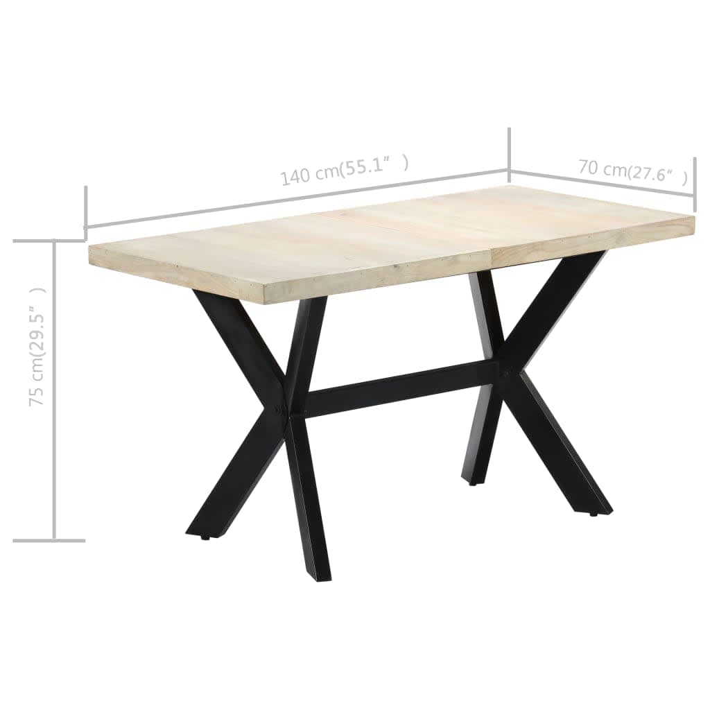 Eettafel 140x70x75 cm massief gebleekt mangohout