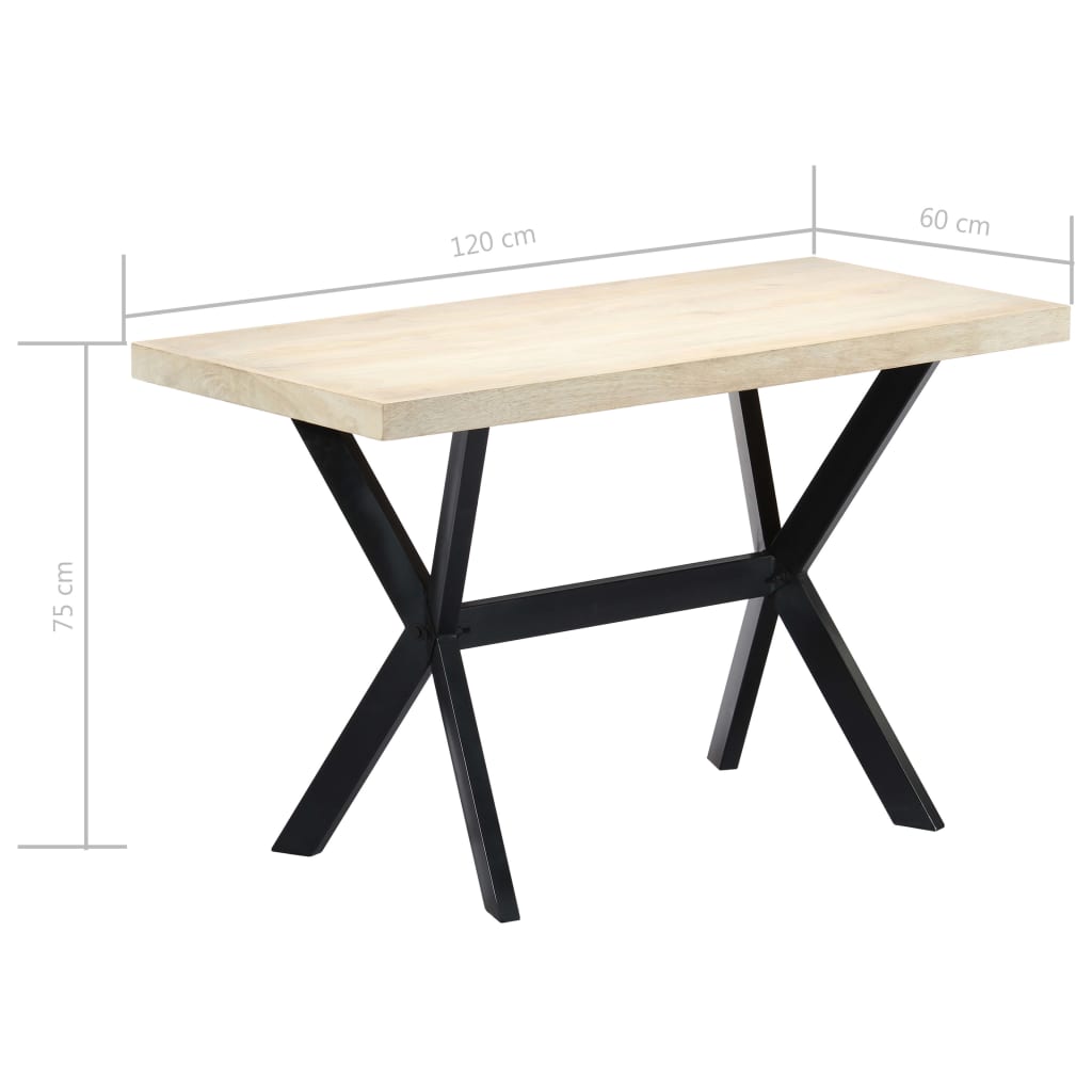 Eettafel 120x60x75 cm massief mangohout wit is nu te koop bij PeponiXL, paradijselijk wonen!