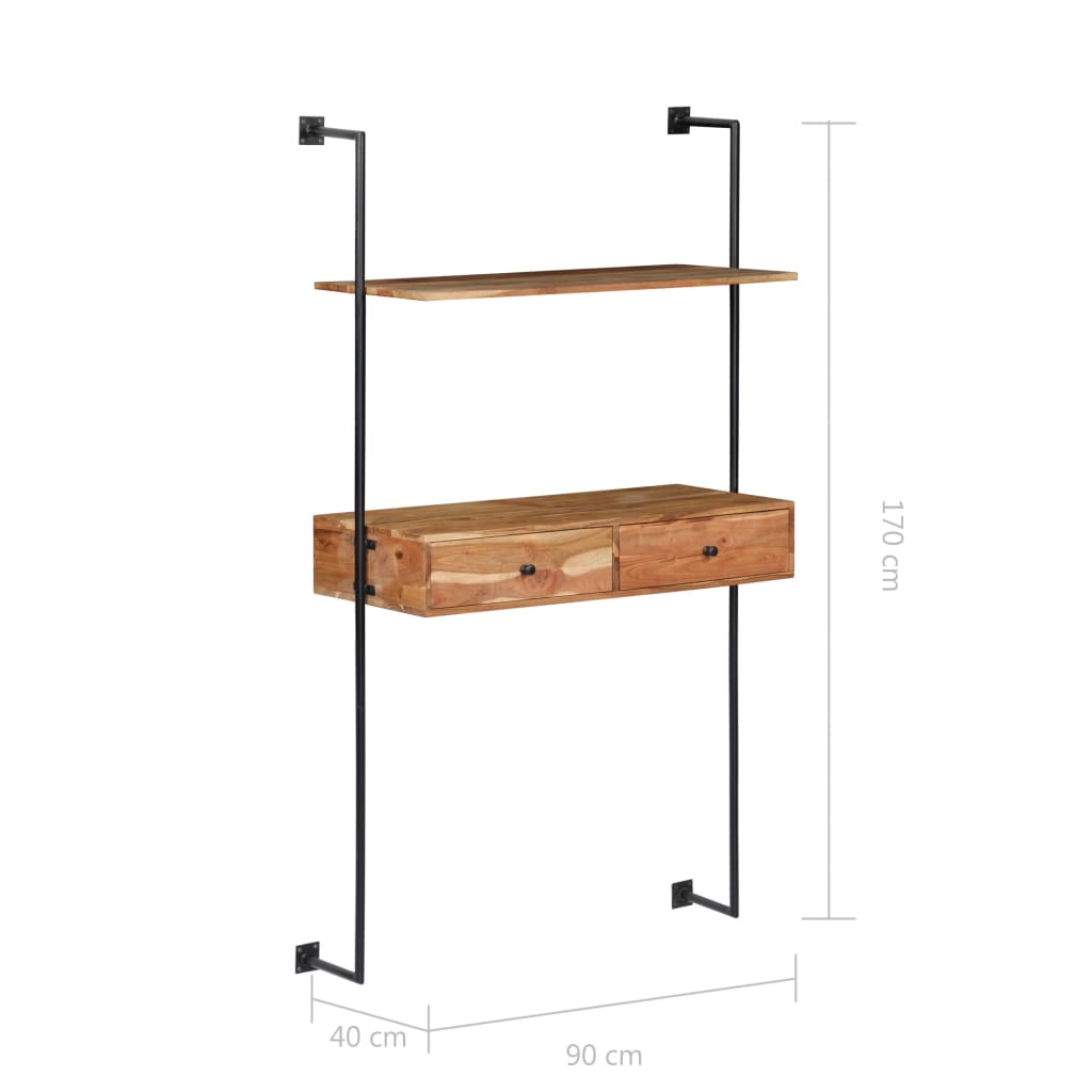 Wandbureau 90x40x170 cm massief acaciahout is nu te koop bij PeponiXL, paradijselijk wonen!
