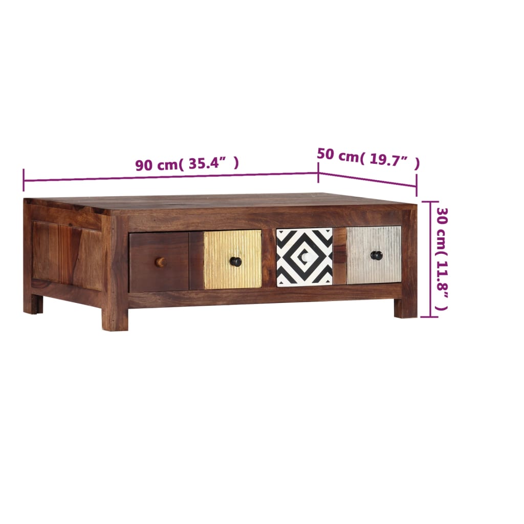 Salontafel 90x50x30 cm massief acaciahout is nu te koop bij PeponiXL, paradijselijk wonen!