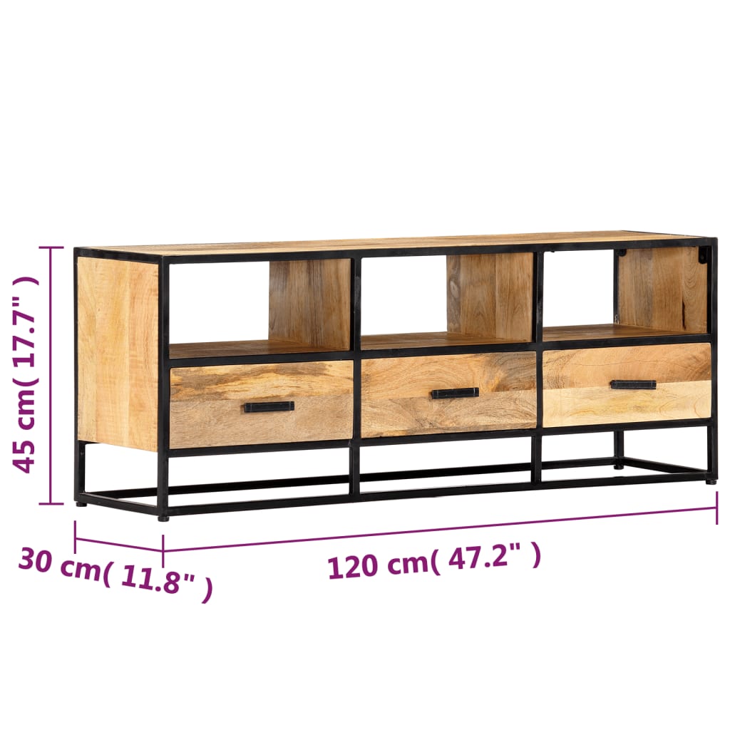 Tv-meubel 120x30x45 cm massief mangohout is nu te koop bij PeponiXL, paradijselijk wonen!