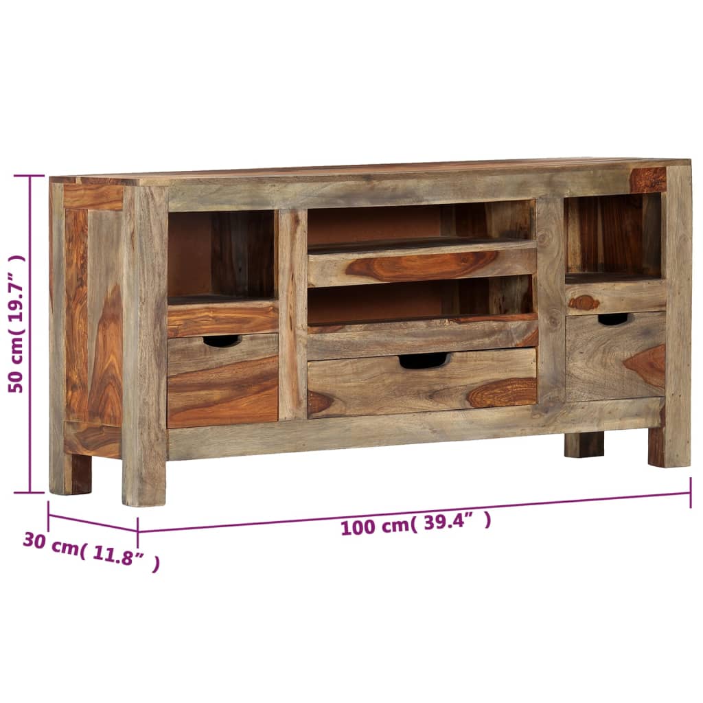Dressoir 100x30x50 cm massief acaciahout grijs is nu te koop bij PeponiXL, paradijselijk wonen!
