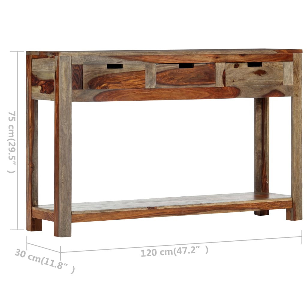 Wandtafel met 3 lades 120x30x75 cm massief acaciahout is nu te koop bij PeponiXL, paradijselijk wonen!