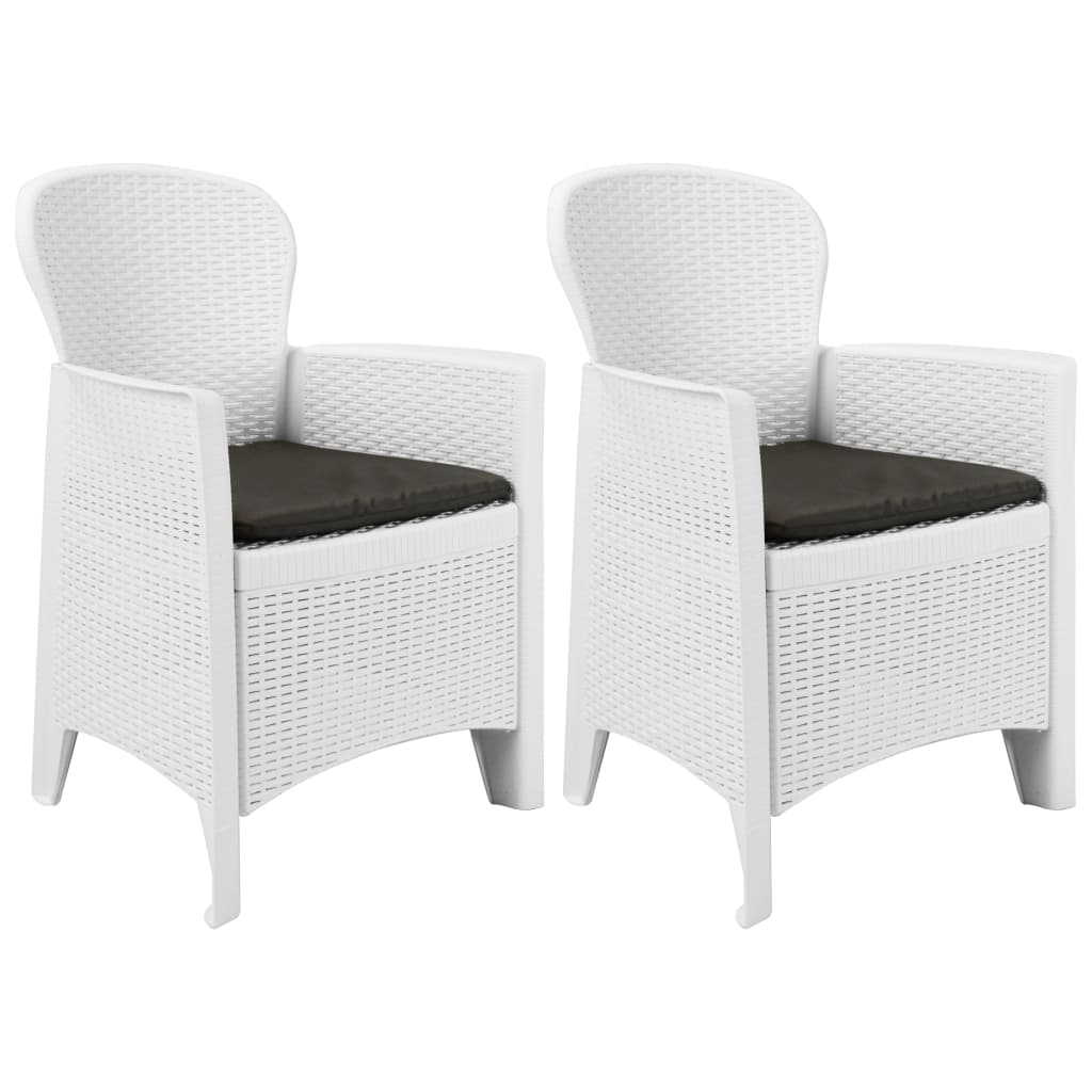 Tuinstoel 2 st met kussen rattan-look kunststof wit is nu te koop bij PeponiXL, paradijselijk wonen!
