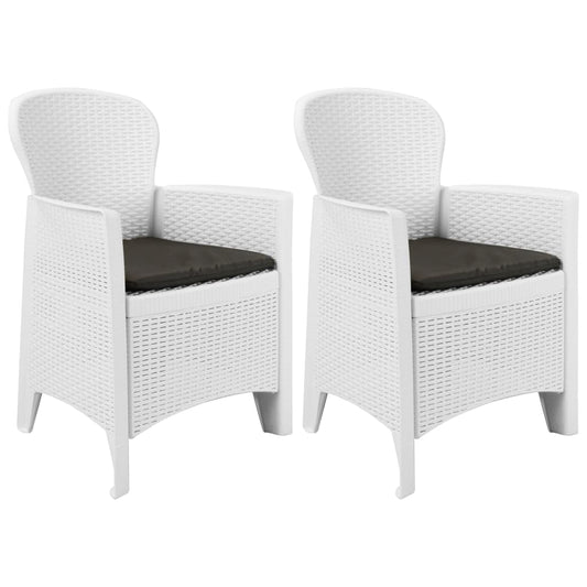 Tuinstoel 2 st met kussen rattan-look kunststof wit is nu te koop bij PeponiXL, paradijselijk wonen!