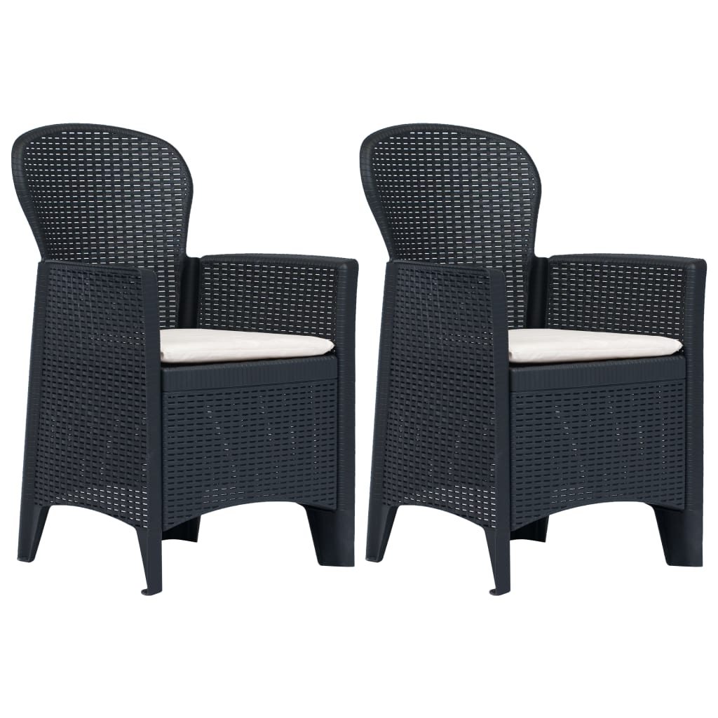 Tuinstoelen 2 st met kussen rattan-look kunststof antraciet is nu te koop bij PeponiXL, paradijselijk wonen!