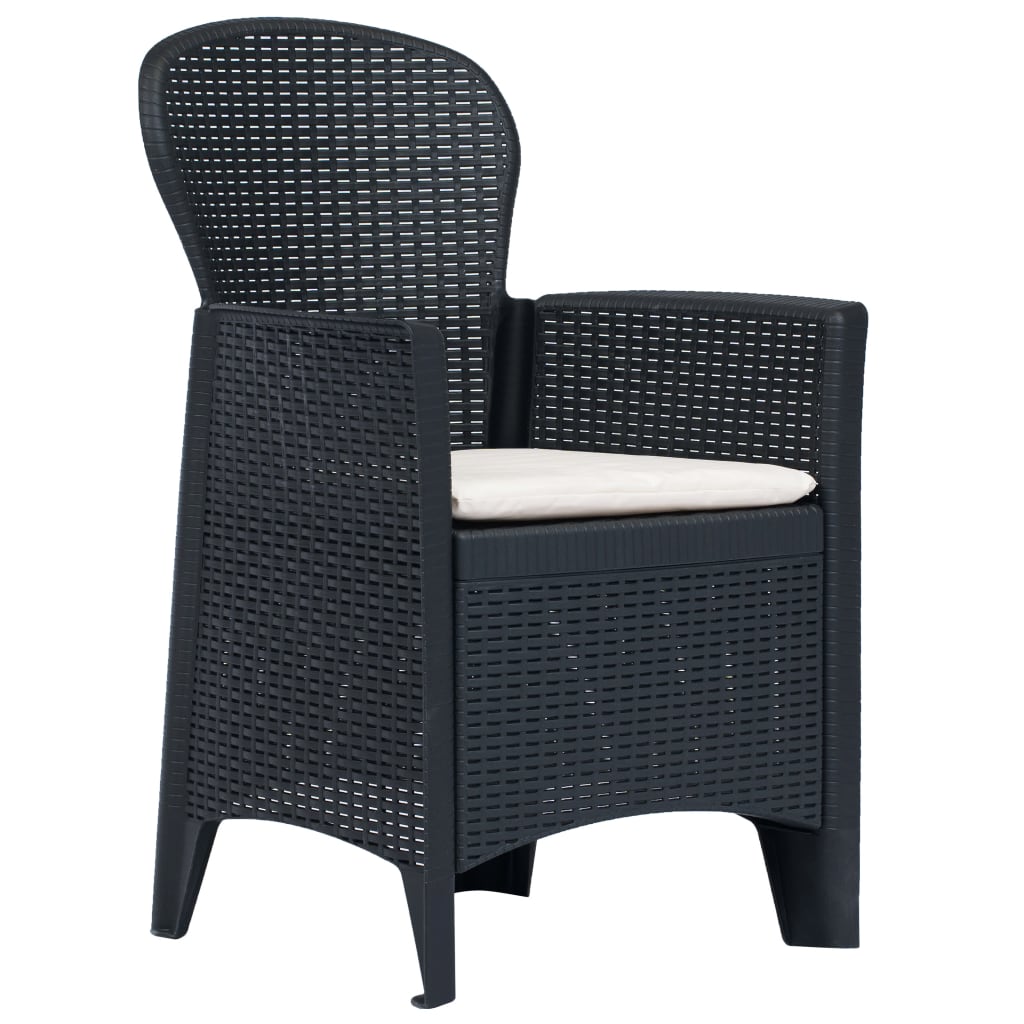 Tuinstoelen 2 st met kussen rattan-look kunststof antraciet is nu te koop bij PeponiXL, paradijselijk wonen!