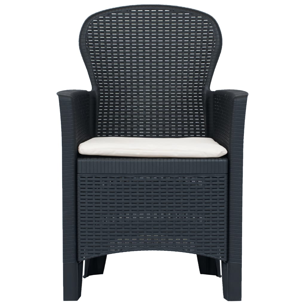 Tuinstoelen 2 st met kussen rattan-look kunststof antraciet is nu te koop bij PeponiXL, paradijselijk wonen!