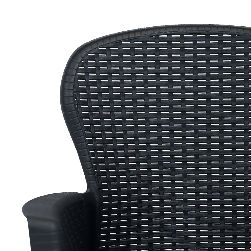 Tuinstoelen 2 st met kussen rattan-look kunststof antraciet is nu te koop bij PeponiXL, paradijselijk wonen!