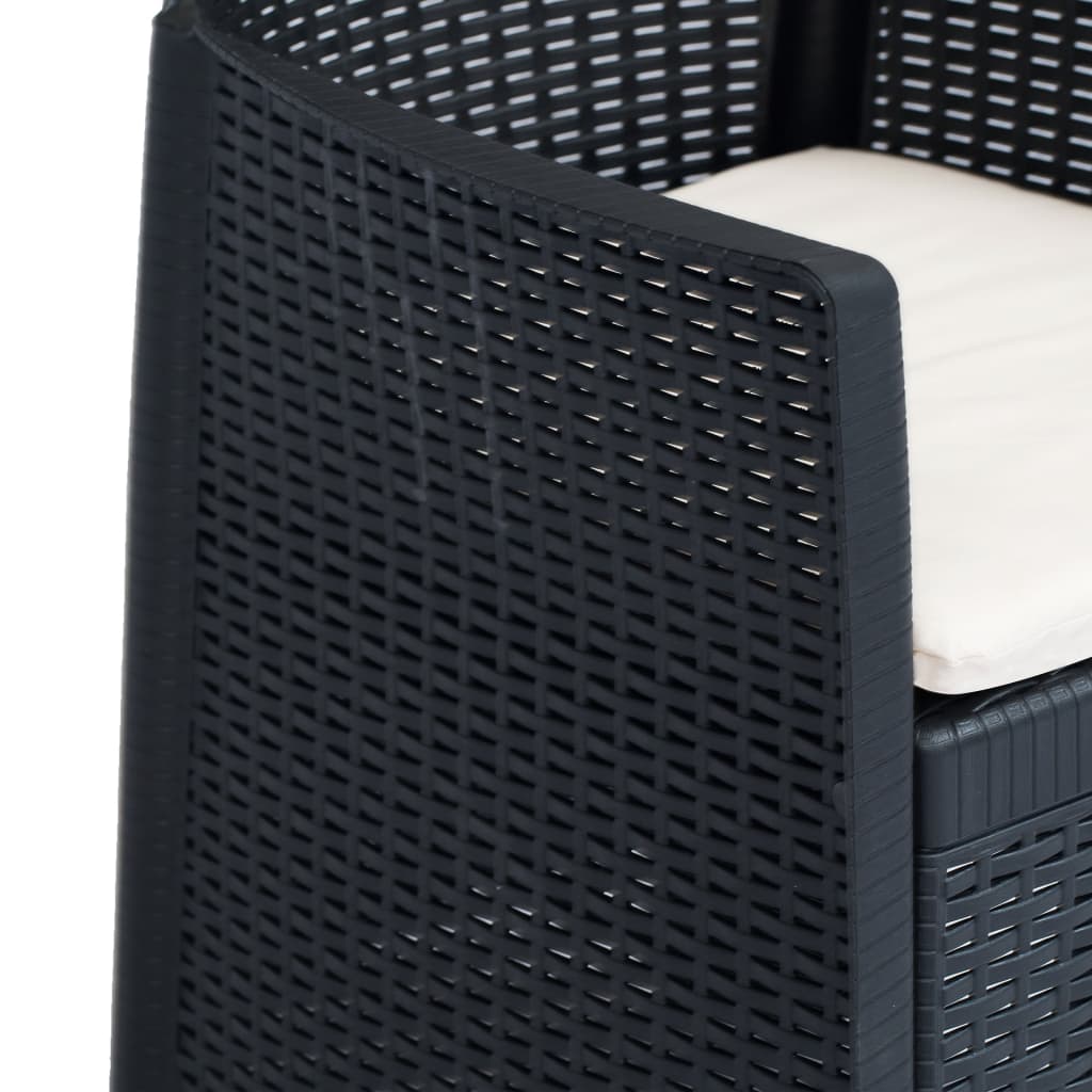 Tuinstoelen 2 st met kussen rattan-look kunststof antraciet is nu te koop bij PeponiXL, paradijselijk wonen!