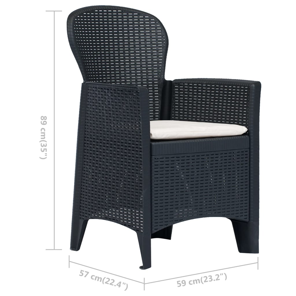 Tuinstoelen 2 st met kussen rattan-look kunststof antraciet is nu te koop bij PeponiXL, paradijselijk wonen!