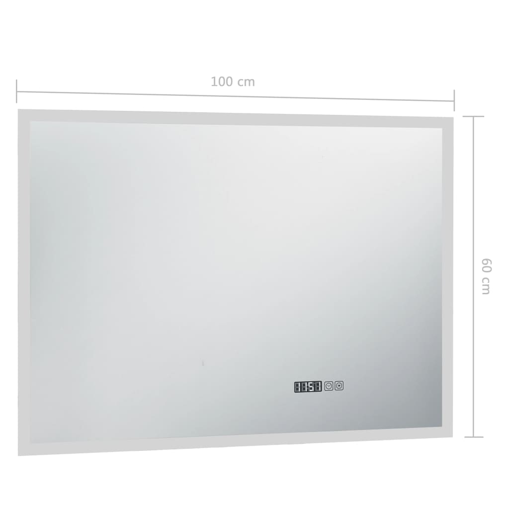 Badkamerspiegel LED met aanraaksensor en tijdweergave 100x60 cm is nu te koop bij PeponiXL, paradijselijk wonen!