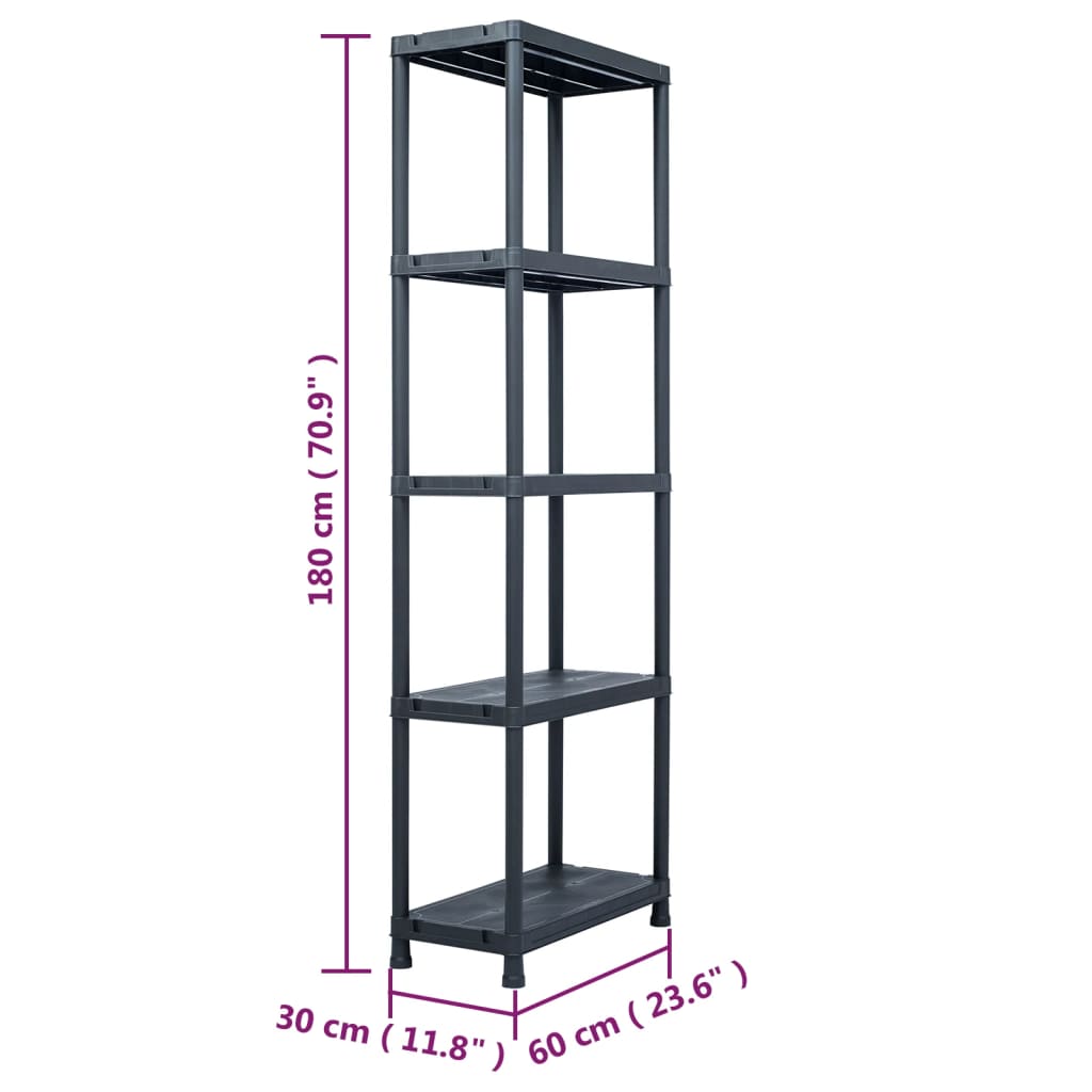 Opbergrek 125 kg 60x30x180 cm kunststof zwart is nu te koop bij PeponiXL, paradijselijk wonen!