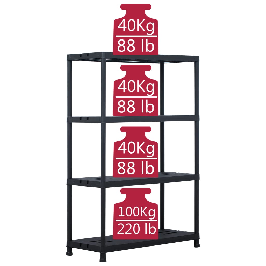 Opbergrek 220 kg 90x40x138 cm kunststof zwart is nu te koop bij PeponiXL, paradijselijk wonen!