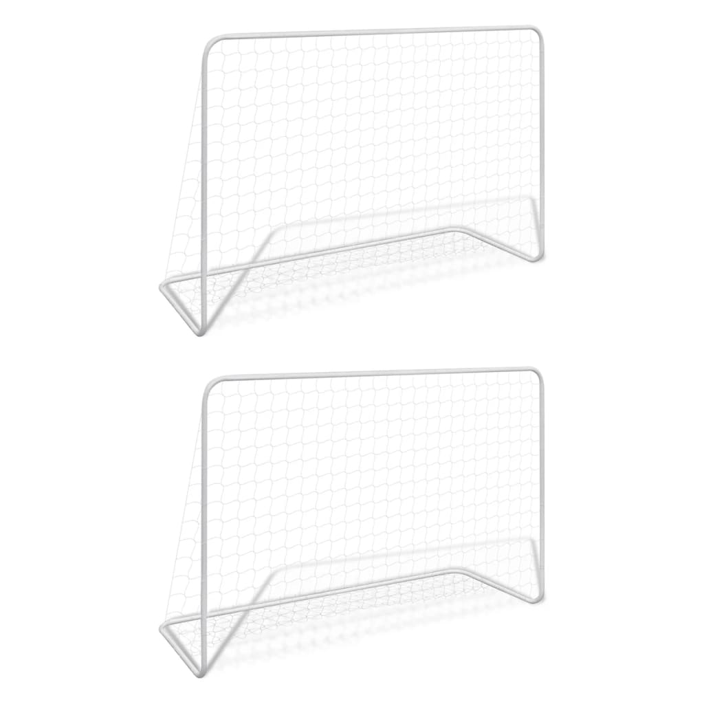 Voetbaldoelen 2 st met netten 182x61x122 cm staal wit is nu te koop bij PeponiXL, paradijselijk wonen!