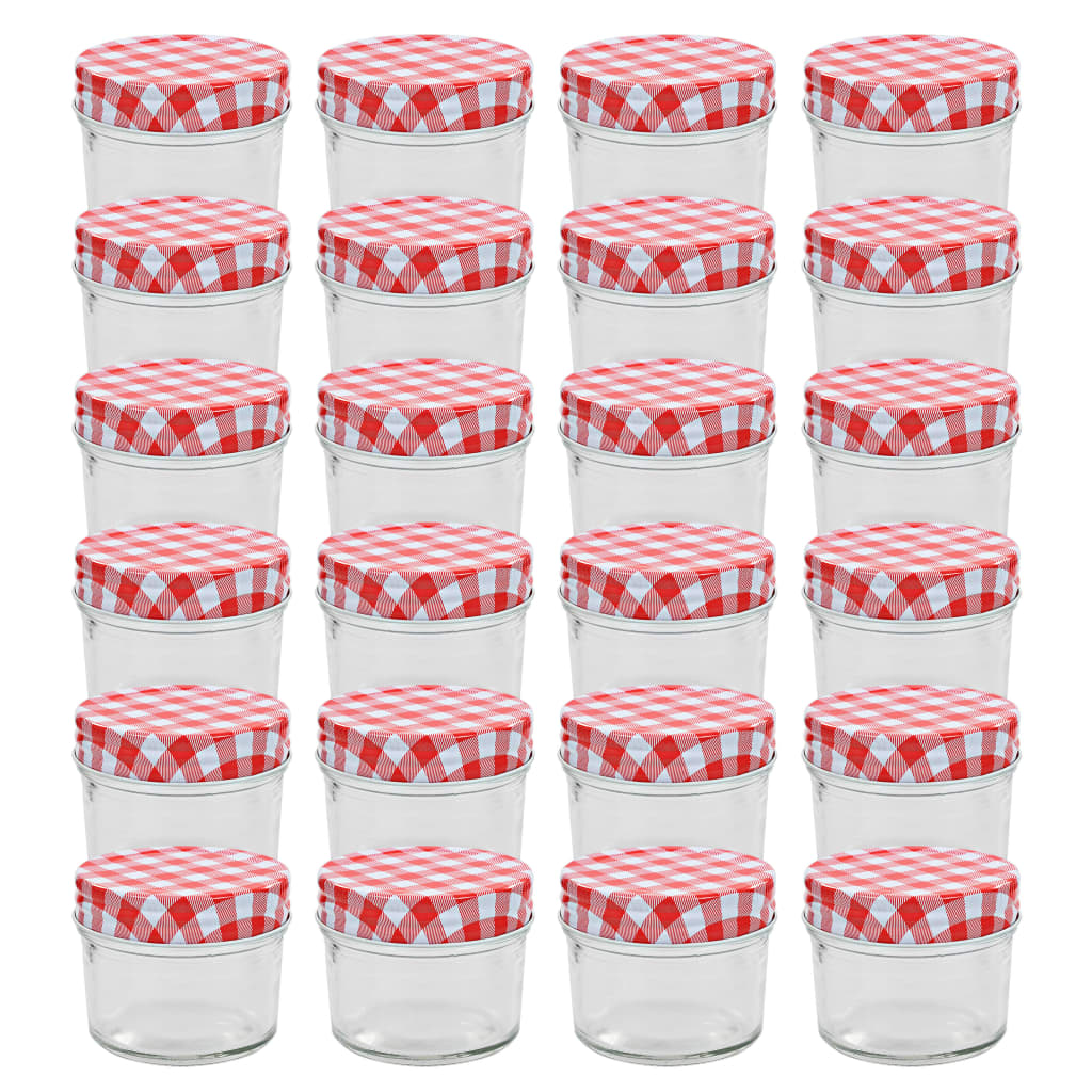 Jampotten met wit met rode deksels 24 st 110 ml glas is nu te koop bij PeponiXL, paradijselijk wonen!