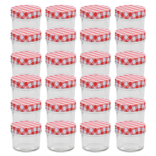 Jampotten met wit met rode deksels 24 st 110 ml glas is nu te koop bij PeponiXL, paradijselijk wonen!