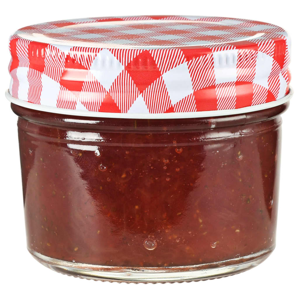 Jampotten met wit met rode deksels 24 st 110 ml glas is nu te koop bij PeponiXL, paradijselijk wonen!