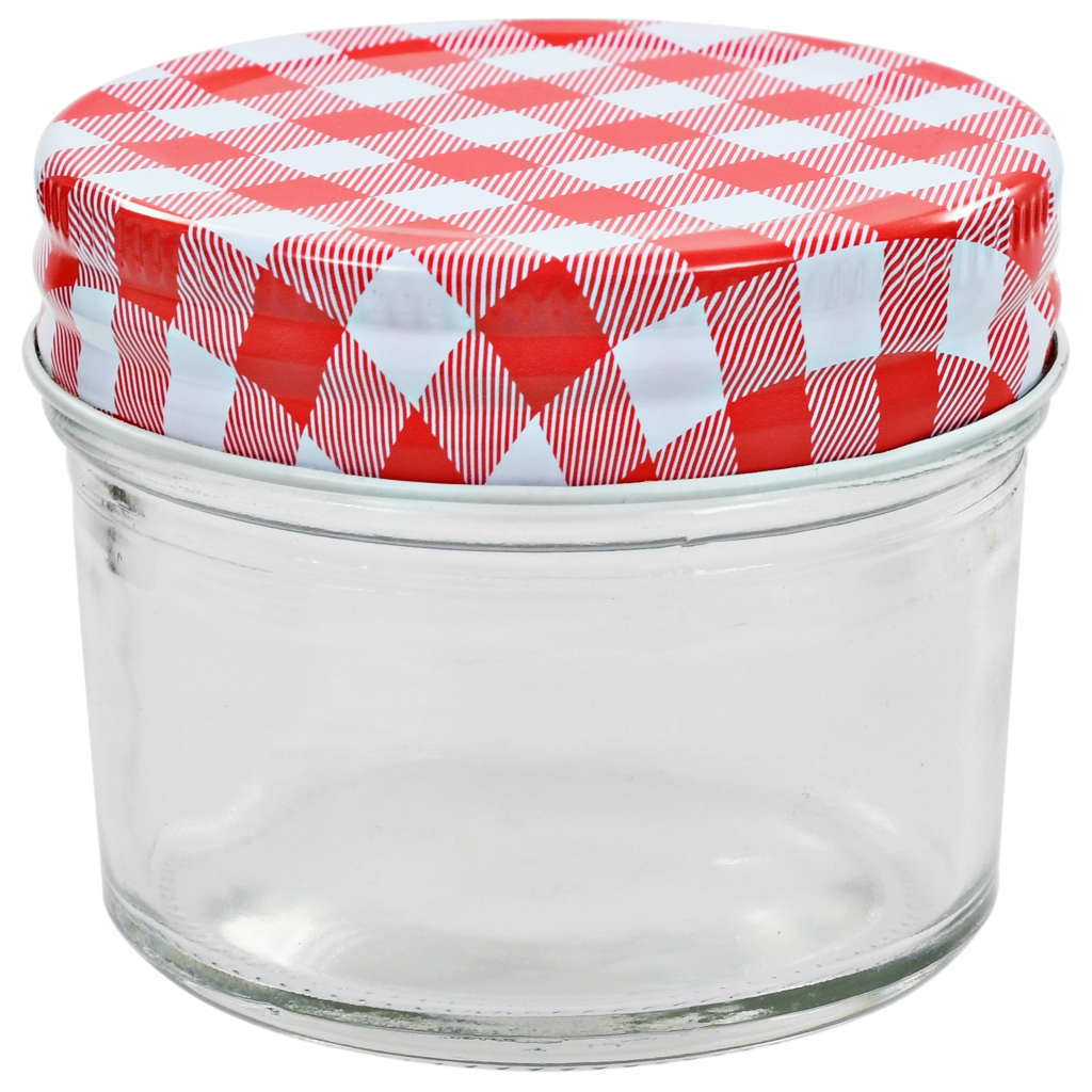 Jampotten met wit met rode deksels 48 st 110 ml glas is nu te koop bij PeponiXL, paradijselijk wonen!