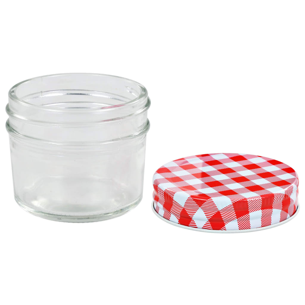 Jampotten met wit met rode deksels 48 st 110 ml glas is nu te koop bij PeponiXL, paradijselijk wonen!